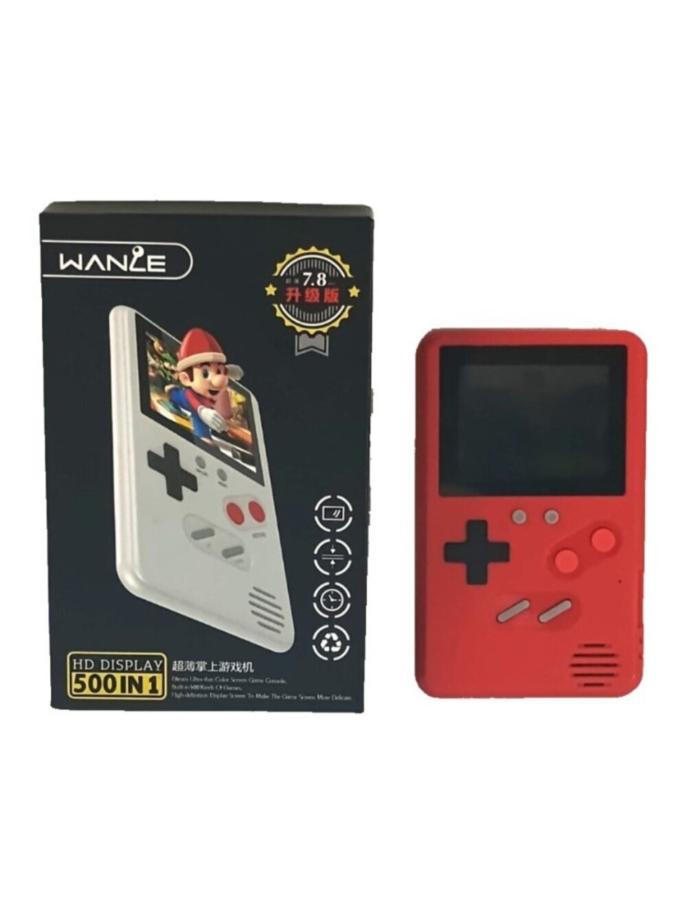Wanle red 500 in 1 HD vintage video game console 4.5 x 2.75" No USB-C Charger